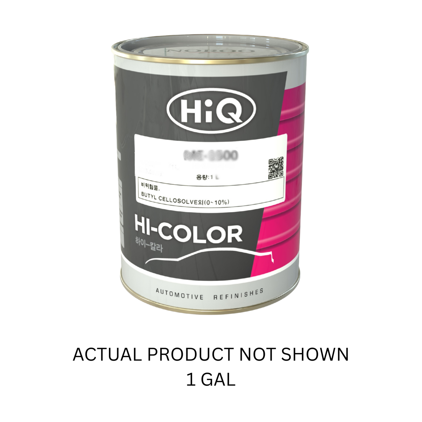 1-gallon HiQ mixed paint can labeled "HI-COLOR" for automotive refinishing, designed for professional-grade applications in auto body shops and industrial settings.