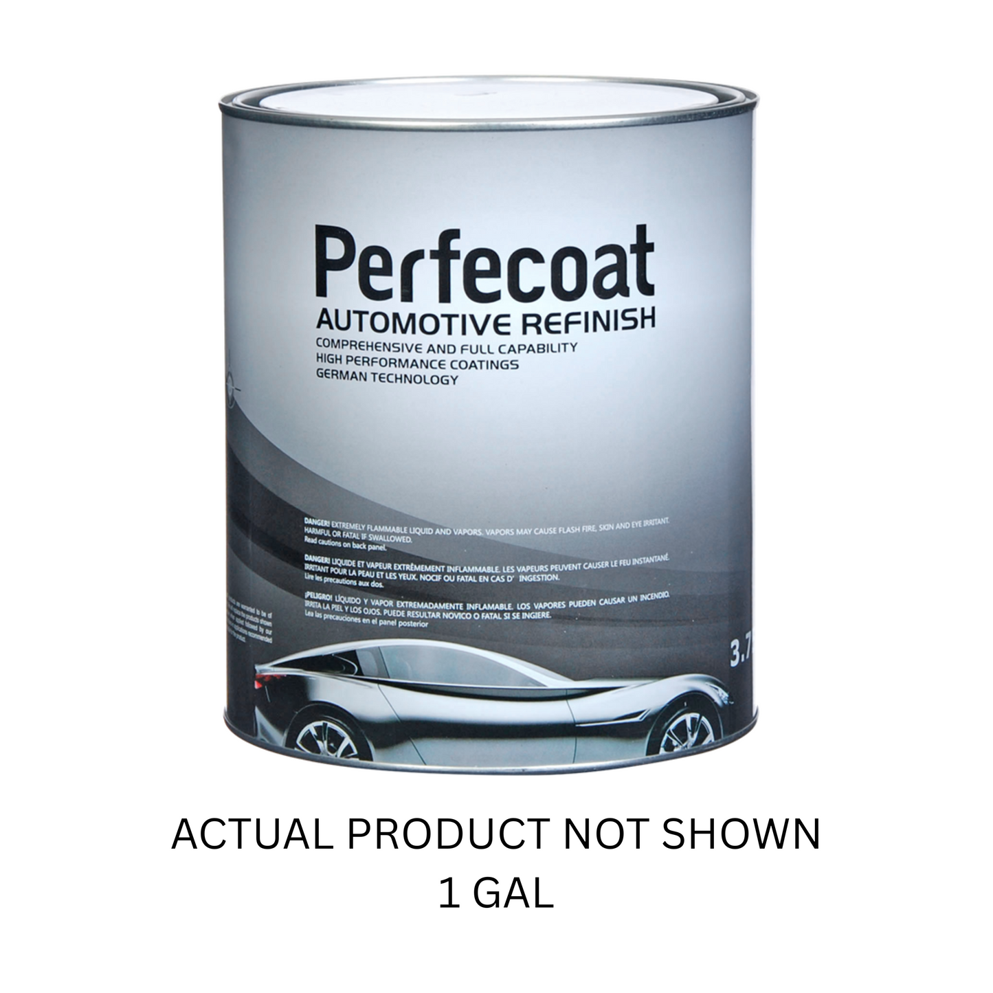 1-gallon PC mixed paint can labeled for automotive and industrial refinishing, designed for professional use in auto body shops, marine restoration, and industrial applications.