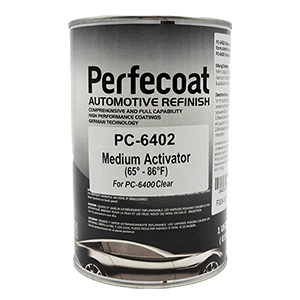 Perfecoat PC-6402 Medium Activator – high-performance automotive hardener in a 1 Quart container, designed to optimize drying times for 2K high-gloss clear coats.