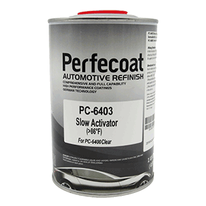 Perfecoat PC-6403 Slow Activator – high-performance automotive hardener in a 1 Quart container, designed to optimize drying times for 2K high-gloss clear coats.