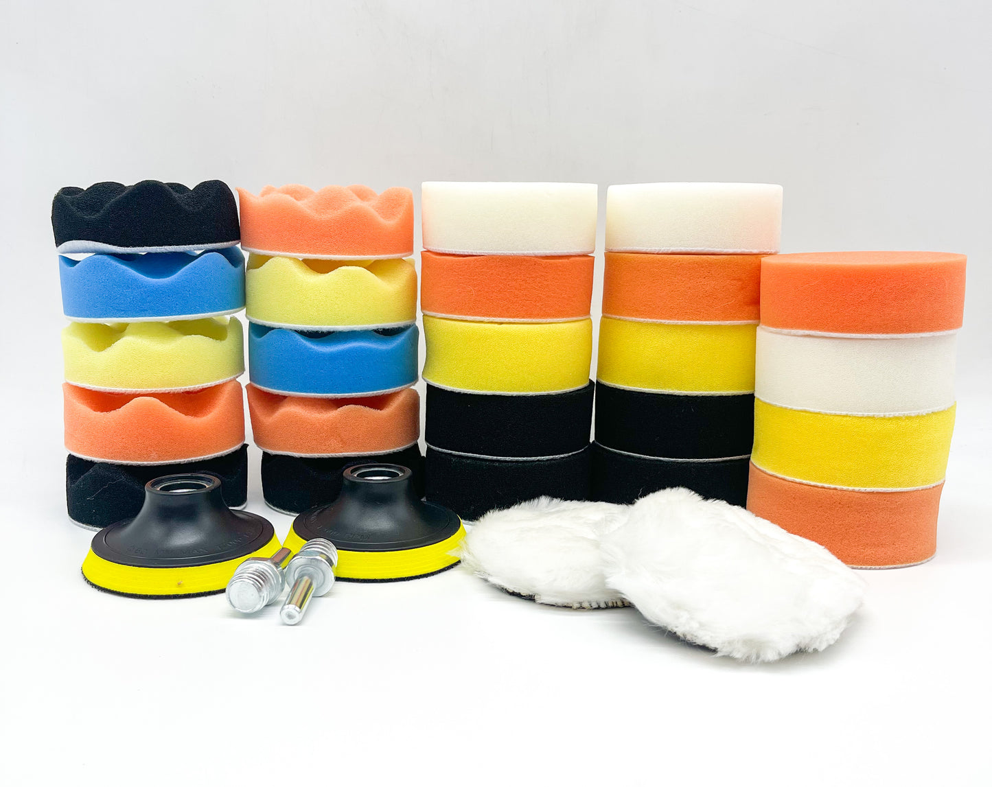 PPS1690 3" Buffing Compounds Kit, a complete 30-piece set designed for high-performance polishing, cutting, and refining finishes, ensuring optimal compound application for superior restoration.