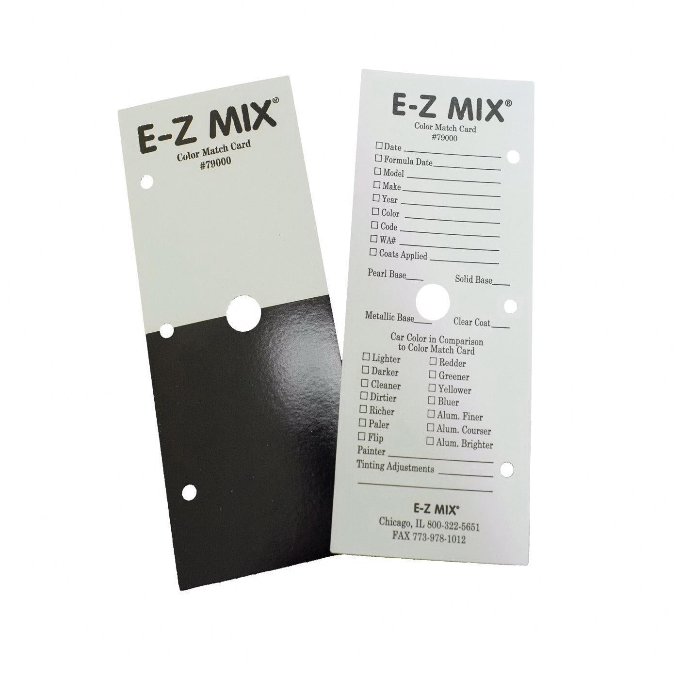 E-Z MIX 79000 color match card in black and white for automotive paint comparisons Each