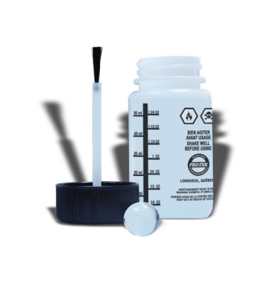 PRO-BT-2 2-Oz Touch Bottle Brush and Marble (Box of 50), designed for precise refinishing applications, ensuring smooth blending, accurate paint application, and secure storage for professional-grade results.
