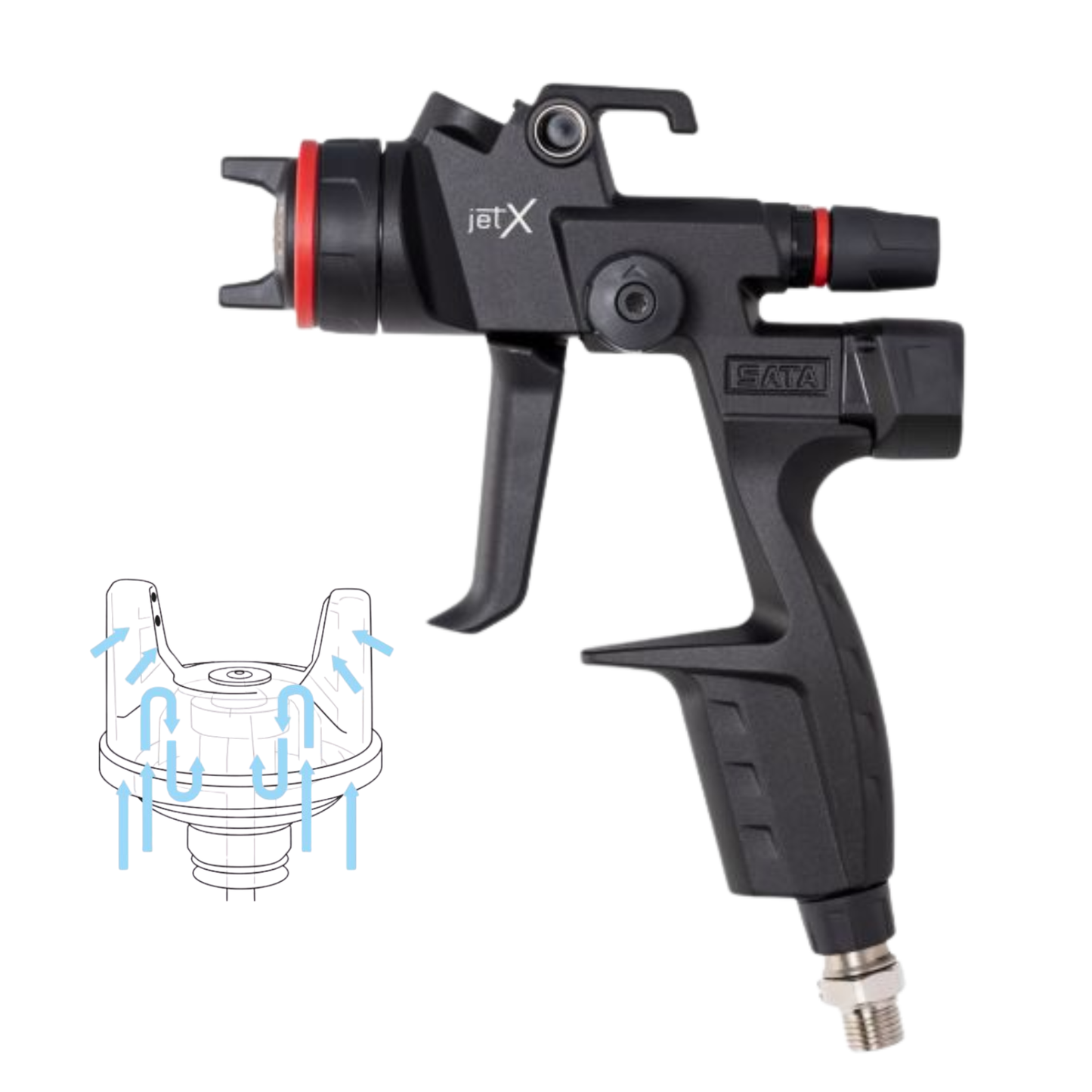 SATA Jet X RP Spray Gun 1.3I DIG PRO (CONTROL) with integrated adam X DIG ProControl module.