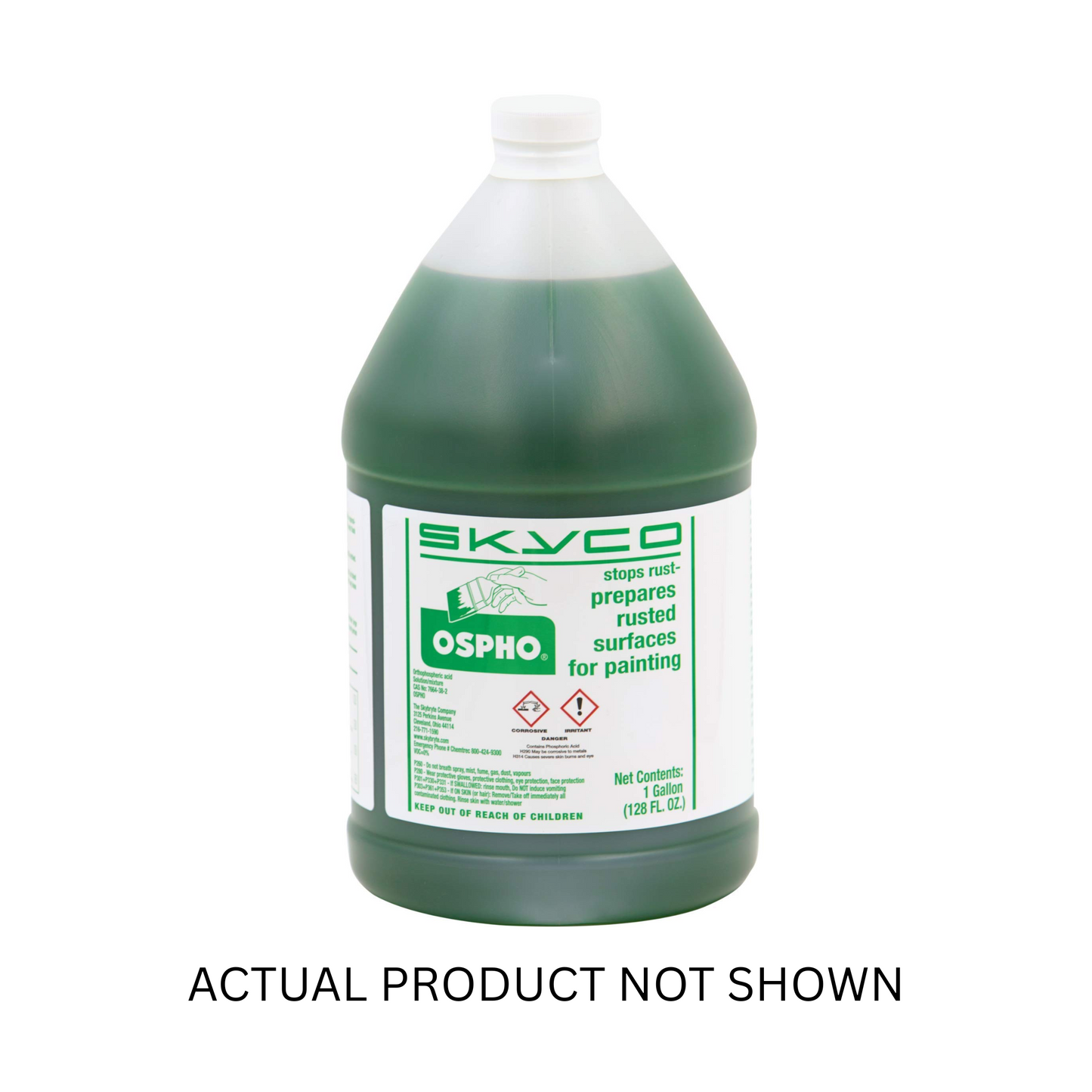 Skyco Ospho 1275 Metal Treatment (1 Gallon, Green), a powerful rust converter designed to prepare rusted surfaces for painting by converting rust into a stable, paintable surface, ensuring deep penetration and long-lasting corrosion resistance.
