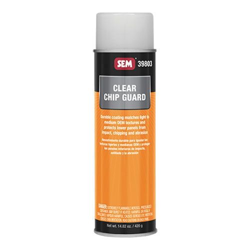 SEM 39803 Chip Guard (20 oz, Clear, Fine-Medium Texture), a high-performance acrylic coating designed to protect lower panels from impact, chipping, and abrasion, ensuring long-lasting durability and excellent adhesion.