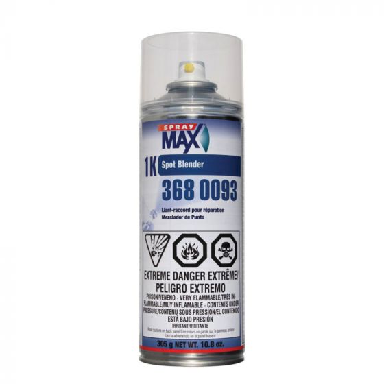 SprayMax 3680093 1K Spot Blender (10.8 oz Aerosol), a specialized blending solvent designed to create seamless edge transitions in spot repairs for 2K clearcoats and single-stage topcoats, ensuring smooth blending and professional refinishing results.