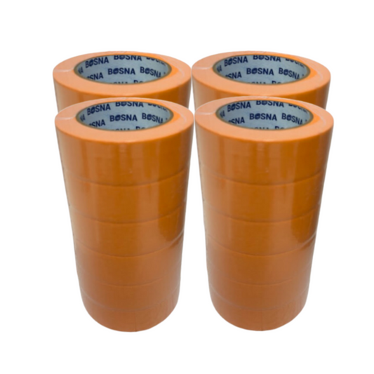 Bosna B270 1 1ll2-inch orange masking tape sleeve with 6 UV- and heat-resistant rolls for automotive and marine paint masking applications.