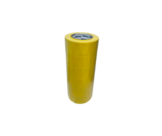Bosna B285 1.5-inch yellow premium masking tape sleeve with 6 UV- and heat-resistant rolls, designed for automotive and marine paint masking applications.