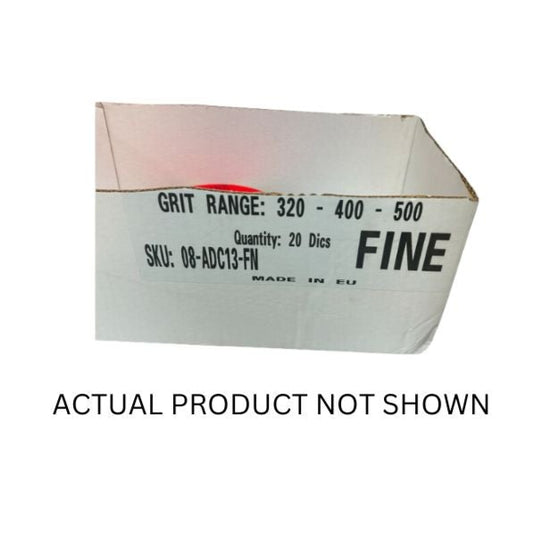 Box of 20 Bosna ADC13 MF 15-hole automotive foam sanding discs in microfine grits 1000, 1200, and 1500 for ultra-smooth finishing.