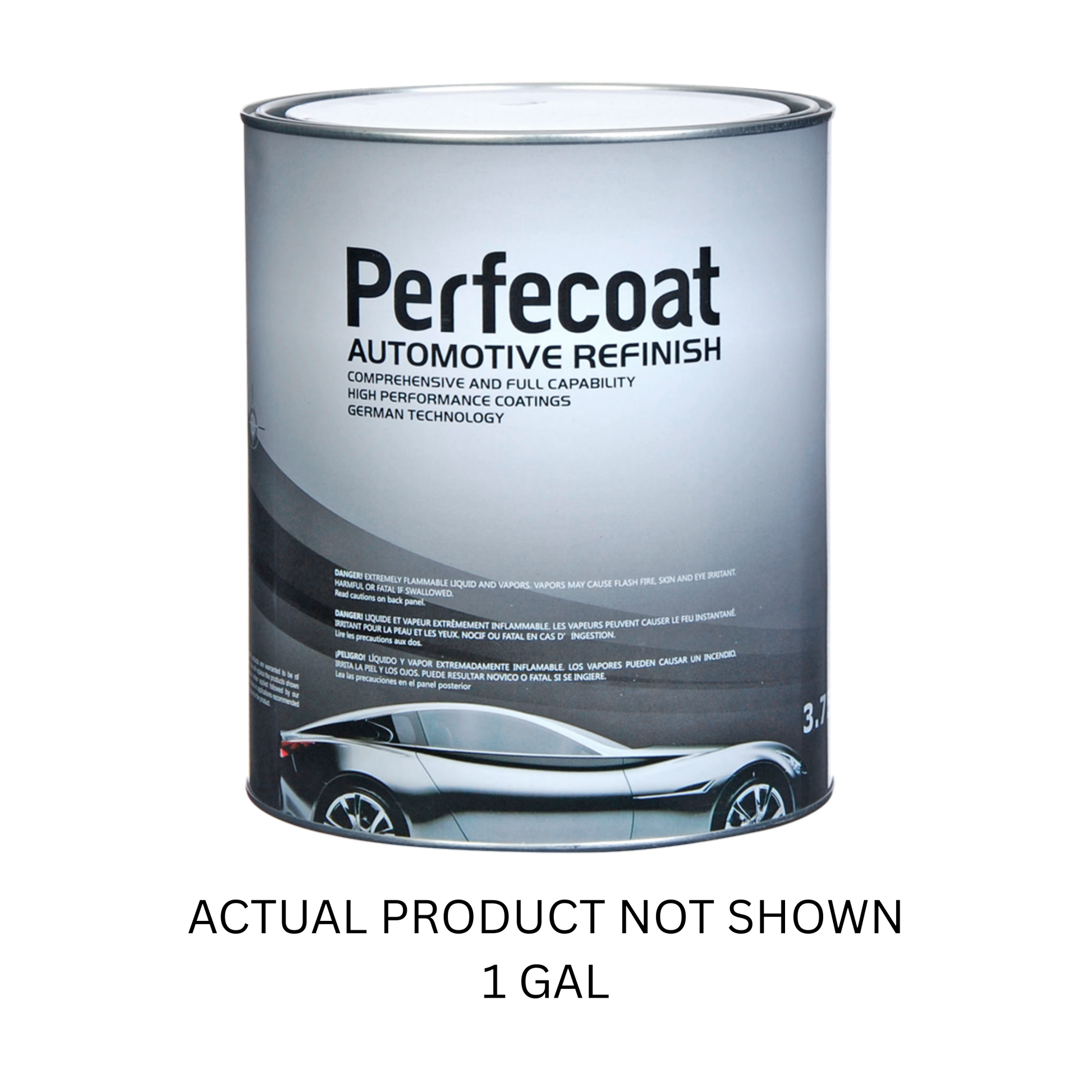 1-gallon PC mixed paint can labeled for automotive and industrial refinishing, designed for professional use in auto body shops, marine restoration, and industrial applications.