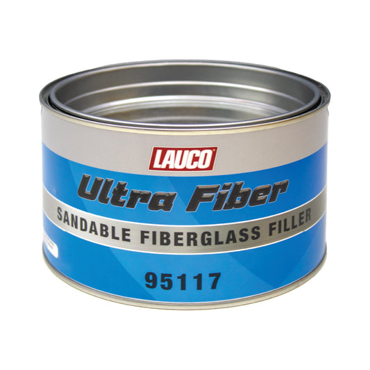 LAUCO Ultra Fiber Sandable Fiberglass Filler, a premium auto body repair compound designed for bridging holes and reinforcing surfaces, ensuring strong adhesion and easy sanding.