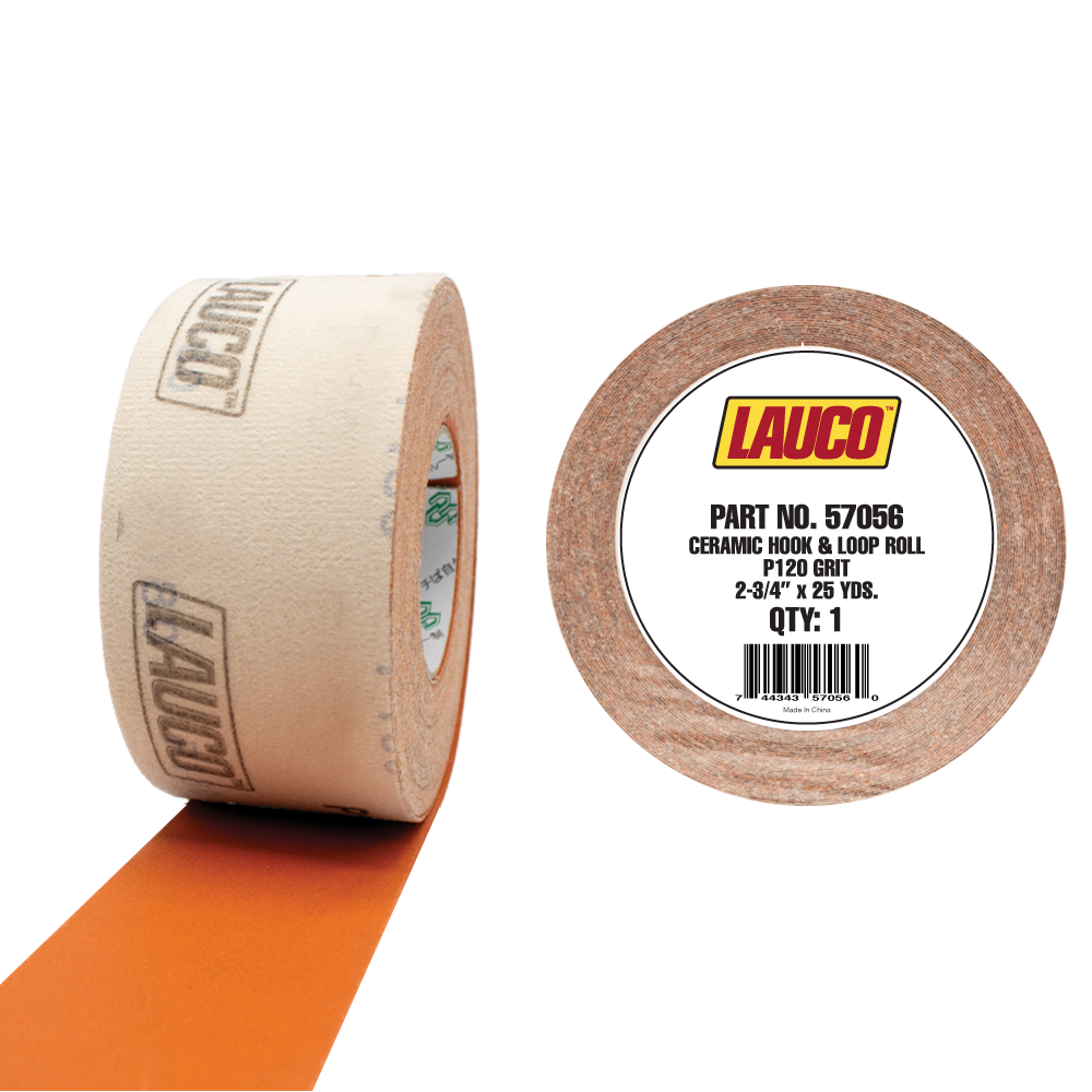 Ceramic sanding roll by LAUCO, 2.75-inch wide and 25 yards long, with 120 grit and hook and loop backing for medium sanding
