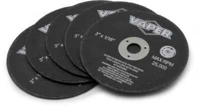 TITAN Vaper 19336 3" x 1/16" Cut-Off Wheel (5-Pack), premium-grade abrasive discs designed for precise cutting and efficient material removal, ensuring clean cuts and extended durability.