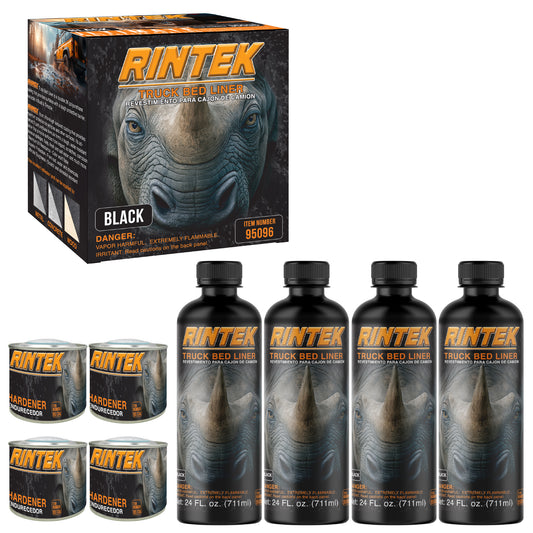 Rhinox TBL95096 Truck Bed Liner Kit (Black, 1.7 VOC), a professional-grade spray-on liner designed for maximum durability and impact resistance, ensuring long-lasting adhesion and superior texture.
