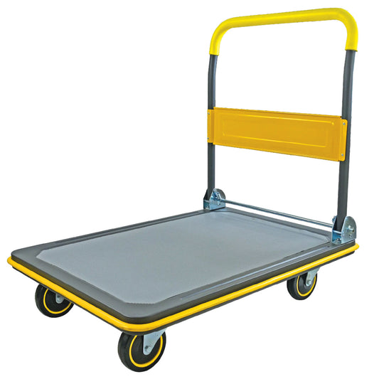 FPC17485 Heavy Duty Foldable Push Cart Dolly – 660 lbs Load Capacity, Yellow Handle Platform Cart