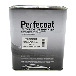 Perfecoat PC-5003 Slow Standard Activator – high-performance automotive hardener in a 2.5 Liter container, designed to optimize drying times for 2K high-gloss clear coats.