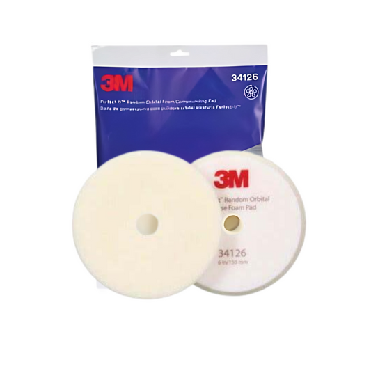 3M 34126 PERFECT IT RANDOM ORBITAL COARSE WOOL COMPOUNDING PAD WHITE EACH 1