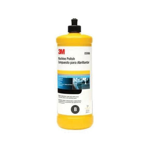 3M 5996 Gray Machine Polish B - 1 Quart, designed for professional automotive detailing, ensuring a smooth, high-gloss finish.