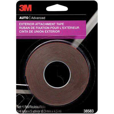 3M Exterior Attachment Tape 38583, a high-performance double-sided adhesive tape designed for secure bonding of automotive trim and exterior components, ensuring strong adhesion and durability.