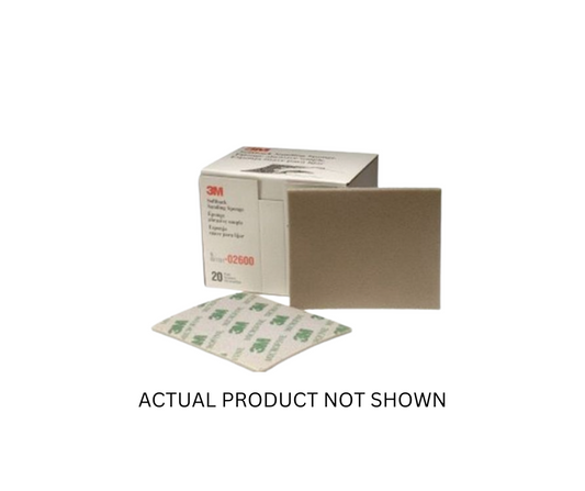 3M 2600 Microfine softback sanding sponge, 114 mm x 139 mm, designed with flexible foam backing and aluminum oxide abrasive for sanding hard-to-reach automotive areas
