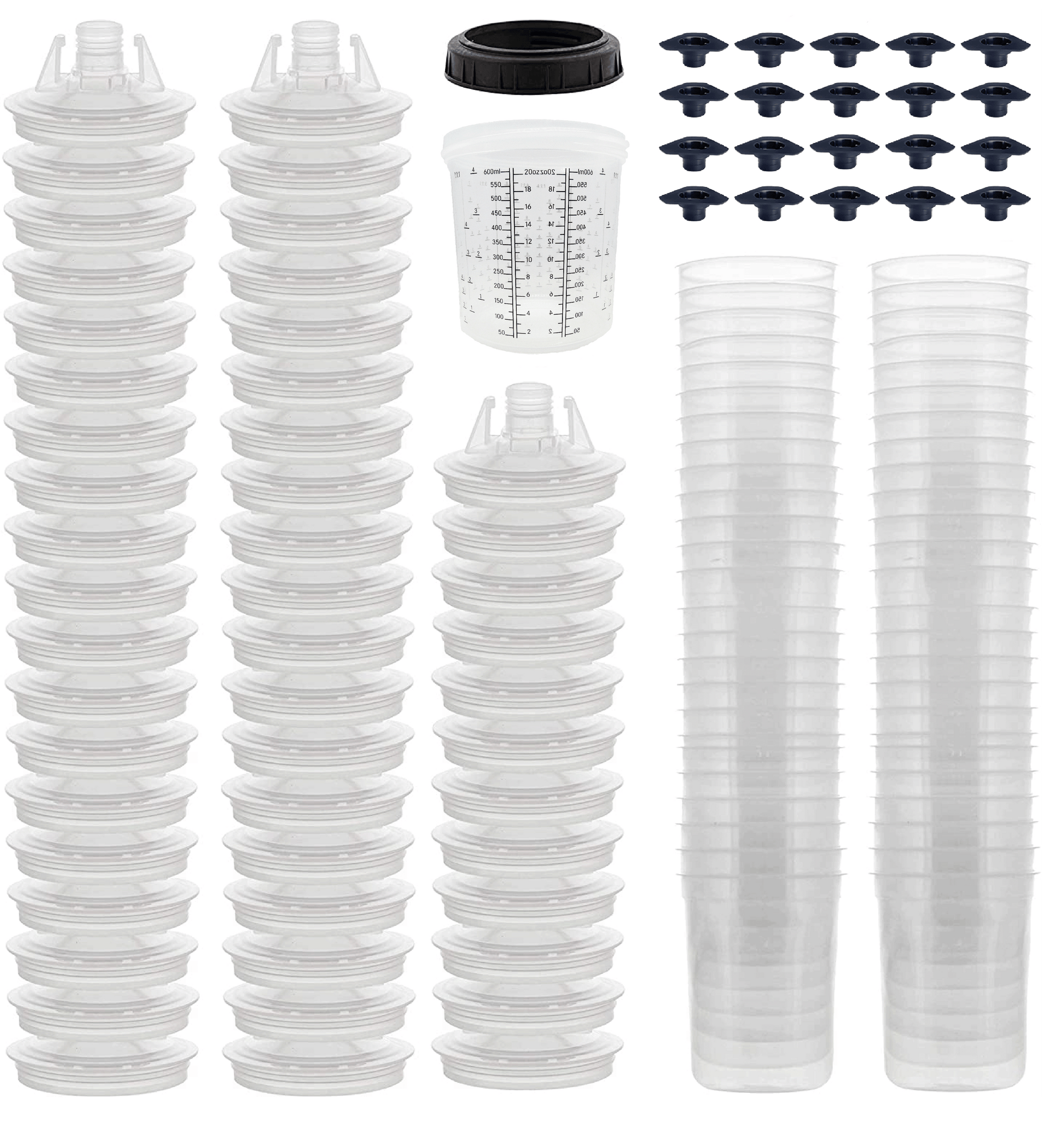 DPC Disposable Paint Cup Kit with liners, lids, filters, and measuring cups – available for automotive and industrial spray painting