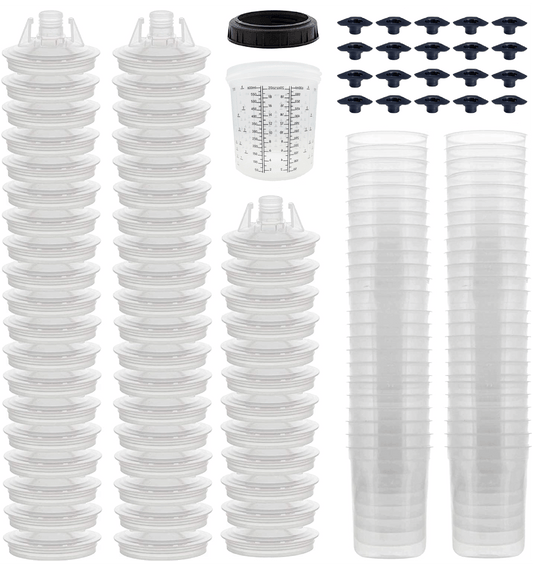 DPC Disposable Paint Cup Kit with liners, lids, filters, and measuring cups – available for automotive and industrial spray painting