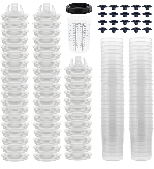 DPC Disposable Paint Cup Kit with liners, lids, filters, and measuring cups – available for automotive and industrial spray painting