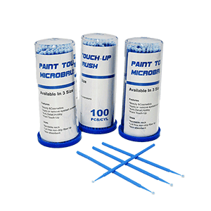 MICROBRUSH 2.0 MM Touch-Up Applicators, box of 100, designed for precision applications in automotive, industrial, and cosmetic settings.