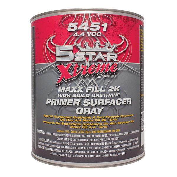 5Star Xtreme 5451 Maxx Fill 2K High Build Urethane Gray Primer Surfacer – 1 Gallon for automotive and industrial use