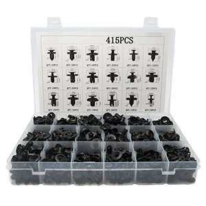 SMC-9037 Star Popular Car Clip Set (Box of 415), a comprehensive fastener kit designed for secure and reliable automotive trim attachment with organized storage and durable construction.