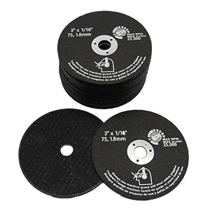 MCW1722 Cut-Off Wheel, 3-inch diameter, 1/32-inch thickness, 3/8-inch center hole, designed for precision metal cutting in automotive, industrial, and fabrication applications.