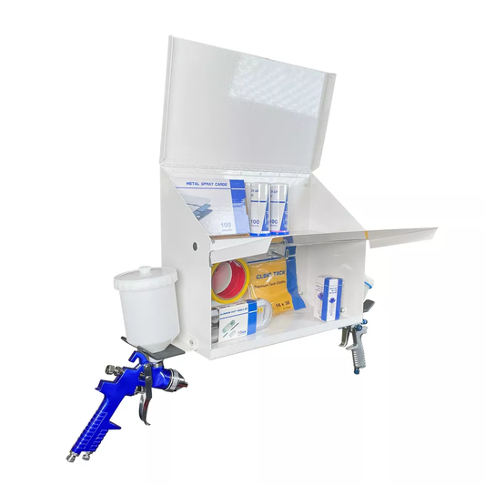 MSBB61681 Magnetic Spray Booth Box, double-compartment steel storage unit with strong magnetic mounting, designed for automotive and industrial painting environments.