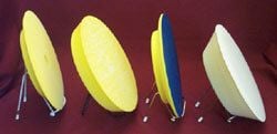 DISKIT 8054 8-inch yellow vinyl PSA sanding pads with various edge angles and pressure-sensitive adhesive backing