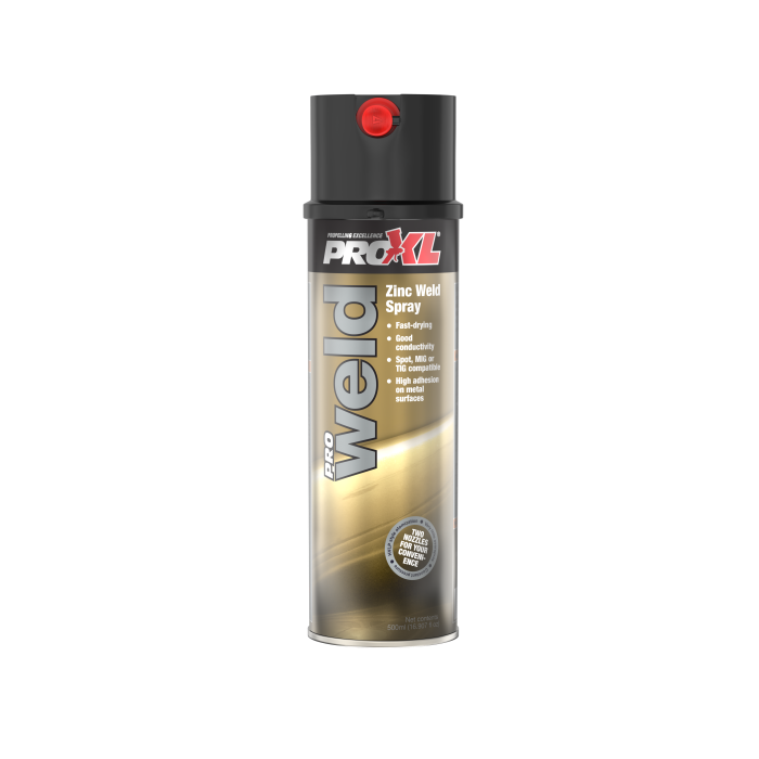Proweld Zinc Weld Spray – 500 ml zinc-rich protective aerosol for welding and metal repair.
