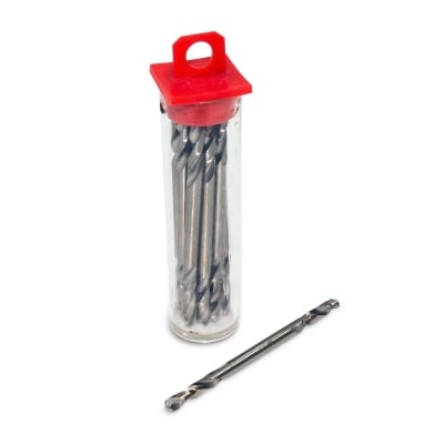 AES 221 1/8 inch double-ended drill bits in red cap storage tube