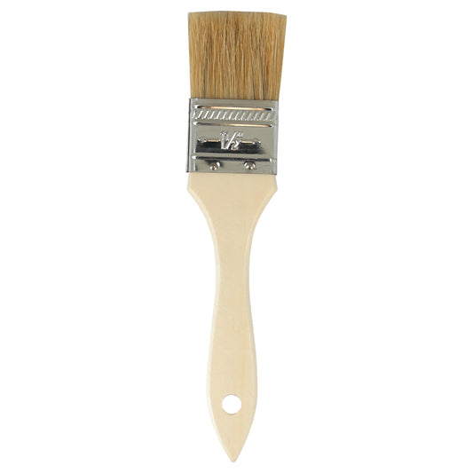 AES 603 paint brush 1.5 inches wide, white china bristle with silver ferrule and wooden handle