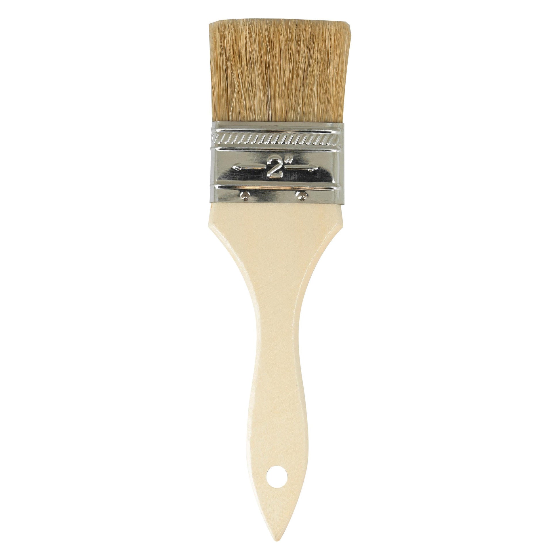 AES 604 2 inch wide paint brush with white china bristles and unfinished wood handle for paint and adhesive use