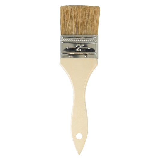 AES 604 2 inch wide paint brush with white china bristles and unfinished wood handle for paint and adhesive use