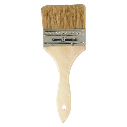 AES 606 3 inch disposable paint brush with white bristles and wood handle, ideal for glues, adhesives, and coatings
