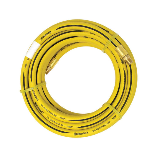 AES 7367 25-foot yellow 3ll8 Inch ID air hose with brass fittings and double-braided nylon reinforced rubber