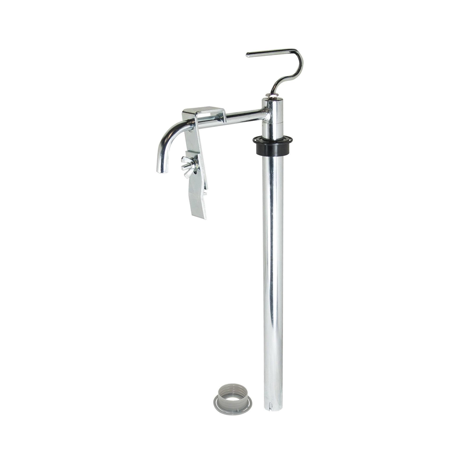 AES 746 pail pump with secure tie-down bracket for 5-6 gallon pails, solvent and rust-resistant