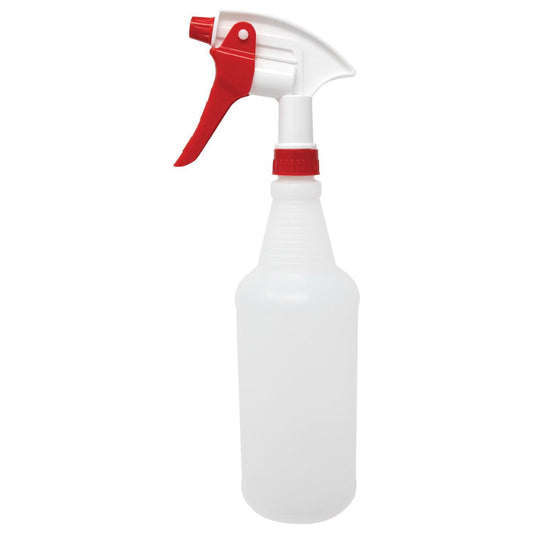 AES 9900N 32 oz Heavy-Duty Spray Bottle with Adjustable Nozzle and Comfort Grip Trigger – Red and White