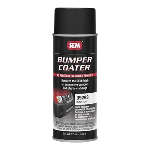 SEM 39293 Bumper Coater Aerosol (16 oz, Honda Black), a high-performance refinishing solution designed to restore the OEM finish on automotive bumpers and plastic cladding, ensuring excellent adhesion, durability, and flexibility.