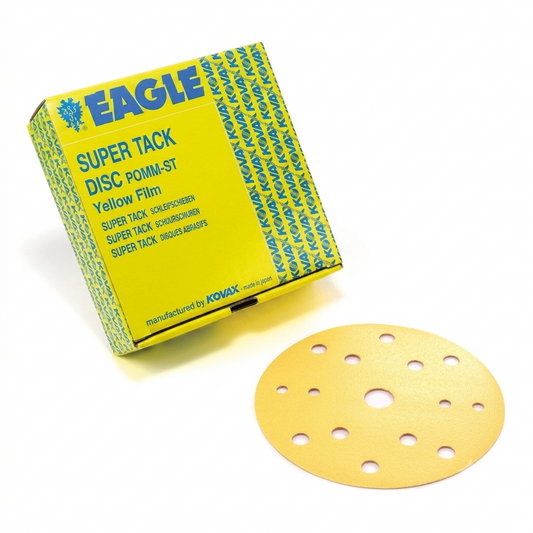 EAG 5240800 Kovax Yellow-Film Sanding Disc – 6" diameter, 15 holes, P800 grit, box of 50.
