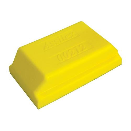 Yellow foam hand sanding block for Super Assilex with Super-Tack attachment