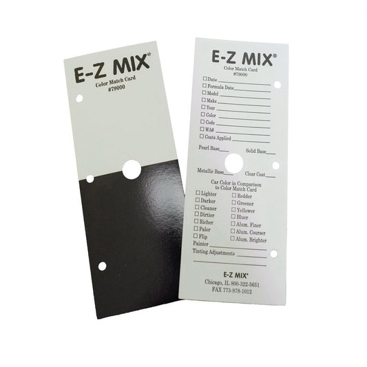 E-Z MIX 79000 color match card in black and white for automotive paint comparisons
