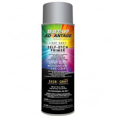 Advantage 3528 light gray self-etch primer spray can with multicolor label