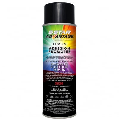 ADV.3530 5 Star Advantage Adhesion Promoter – 15oz aerosol can with black cap and multicolor label, designed for plastic, metal, and fiberglass paint prep.