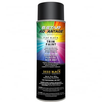 Aerosol can of 5 Star Advantage Trim Paint Flat Black 15 oz for automotive use